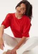 Happy Holly Broderie Anglaise Top Red 48/50