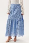 BUBBLEROOM Scalloped Lace Edge Maxi Skirt Light blue XS