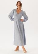 BUBBLEROOM Viscose V-neck Maxi Dress Light blue/Patterned 34