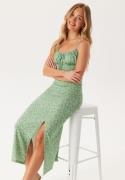 BUBBLEROOM Tie Strap Dress Green/Floral M