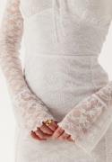BUBBLEROOM Square Neck Lace Dress White L