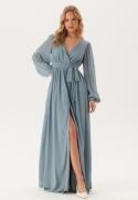 Goddiva Long Sleeve Chiffon Dress Air Force Blue S S (UK10)