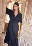 BUBBLEROOM Midi Broderie Anglaise Dress Black L