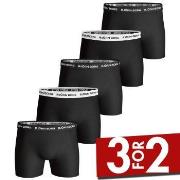 Björn Borg 5P Essential Shorts Solids Svart bomull X-Large Herre