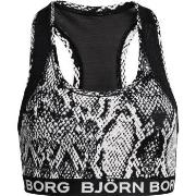 Björn Borg BH Performance Medium Top Sky Svart/Hvit 36 Dame