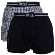 BOSS 2P Woven Boxer Shorts With Fly Mørkblå bomull XX-Large Herre