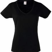 Fruit of the Loom Lady Fit Valueweight V-neck T Svart bomull X-Large D...