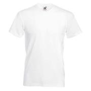 Fruit of the Loom Valueweight V-neck T Hvit bomull Large Herre