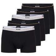 BOSS 6P Cotton Stretch Trunks Svart bomull Large Herre