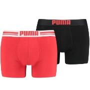 Puma 2P Everyday Placed Logo Boxer Svart/Rød bomull Medium Herre