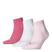 Puma Strømper 3P Quarter Socks Rosa/Hvit Str 39/42