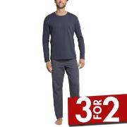 Schiesser Day and Night Long Pyjama Antracit bomull X-Large Herre
