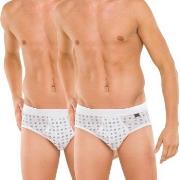 Schiesser 2P Essentials Sport Briefs With Fly Hvit bomull Large Herre