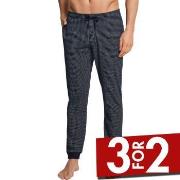 Schiesser Mix and Relax Lounge Pants With Cuffs Blå Mønster bomull Sma...