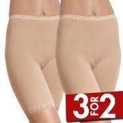 Sloggi Truser 2P Dam Basic Long Beige bomull 40 Dame