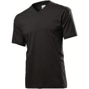 Stedman Classic V-Neck Men T-shirt Svart bomull XX-Large Herre