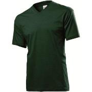 Stedman Classic V-Neck Men T-shirt Grønn bomull X-Large Herre