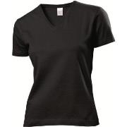 Stedman Classic V-Neck Women T-shirt Svart bomull Medium Dame