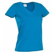 Stedman Classic V-Neck Women T-shirt Blå bomull Medium Dame