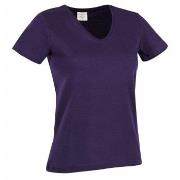 Stedman Classic V-Neck Women T-shirt Lilla bomull Small Dame