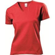 Stedman Classic V-Neck Women T-shirt Rød bomull XX-Large Dame