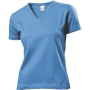 Stedman Classic V-Neck Women T-shirt Lysblå bomull Medium Dame