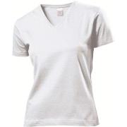 Stedman Classic V-Neck Women T-shirt Hvit bomull Large Dame