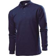 Stedman Polo Long Sleeve Men Marine bomull Small Herre