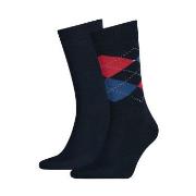 Tommy Hilfiger Strømper 2P Men Sock Check Blå/Rød Str 47/48 Herre