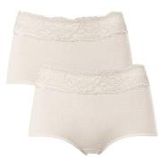 Trofe Lace Trimmed Maxi Briefs Truser 2P Champagne bomull Small Dame