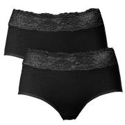 Trofe Lace Trimmed Midi Briefs Truser 2P Svart bomull Large Dame