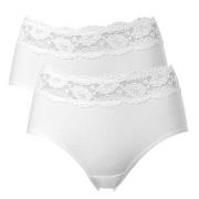 Trofe Lace Trimmed Midi Briefs Truser 2P Hvit bomull Small Dame