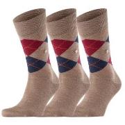 Burlington Strømper 3P Edinburgh Wool Sock Lysbrun  Str 40/46 Herre