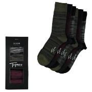 Topeco Strømper 6P Men Bamboo Crew Socks Rød Mønster Str 41/45 Herre