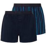 BOSS 2P Woven Boxer Shorts With Fly Blå/Lila bomull Large Herre