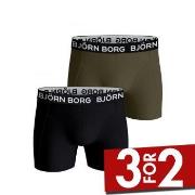 Björn Borg 2P Cotton Stretch Shorts 2112 Svart/Grønn bomull Small Herr...