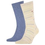 Tommy Hilfiger Strømper 2P Men Tommy Stripe Socks Beige/Blå Str 39/42 ...