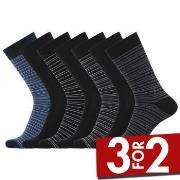 Dovre Strømper 7P Bamboo Socks Svart/Blå Str 45/48 Herre