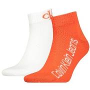 Calvin Klein Strømper 2P Quarter Logo Socks Oransje/Hvit One Size Herr...