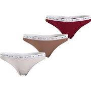 Tommy Hilfiger Truser 3P Recycled Essentials Thong Natur/Rød X-Large D...