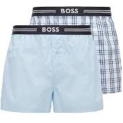 BOSS 2P EW Boxer Shorts Lysblå/Rutete polyester Large Herre