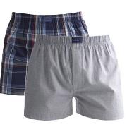 Gant 2P Boxer Woven Shorts Blå/Grå bomull Medium Herre