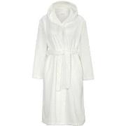 Damella Jaquard Fleece Hoodie Robe Hvit polyester XX-Large Dame