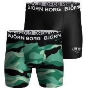 Björn Borg 2P Performance Boxer 1727 Svart/Grønn polyester Medium Herr...