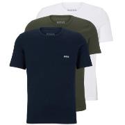BOSS 3P Classic Cotton Solid T-Shirt Blå/Grønn bomull Large Herre