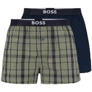 BOSS 2P Patterned Cotton Boxer Shorts EW Blå/Grønn bomull Large Herre