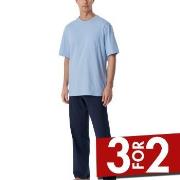 Schiesser Long Pyjamas With Short Sleeve Marine/Blå bomull 52 Herre