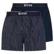 BOSS 2P Patterned Cotton Boxer Shorts EW Hvit/Marine bomull Large Herr...