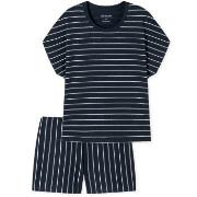Schiesser Just Stripes Short Pyjamas Marine bomull 46 Dame