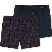 Schiesser 2P Fun Prints Boxer Shorts Marine/Rød bomull XX-Large Herre